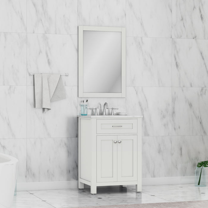 Alya Bath Norwalk 24" Vanity White with Carrera Marble Top