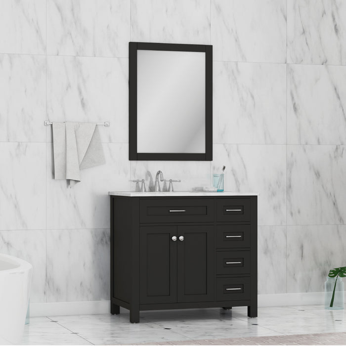 Alya Bath Norwalk 36" Drawer Vanity Espresso with Carrera Marble Top