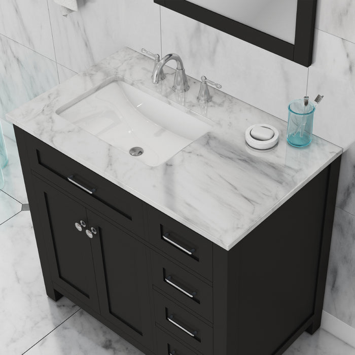 Alya Bath Norwalk 36" Drawer Vanity Espresso with Carrera Marble Top