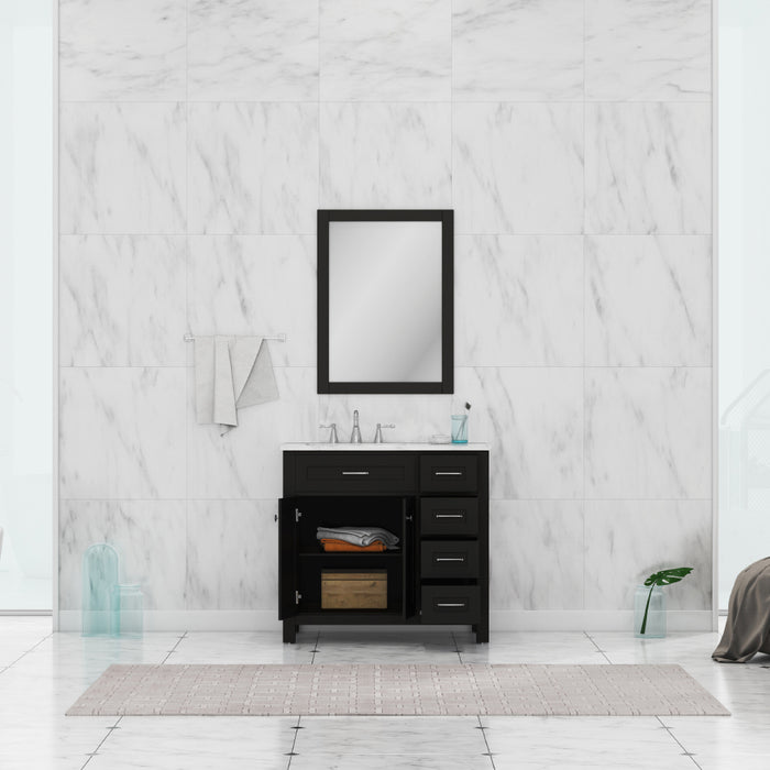 Alya Bath Norwalk 36" Drawer Vanity Espresso with Carrera Marble Top