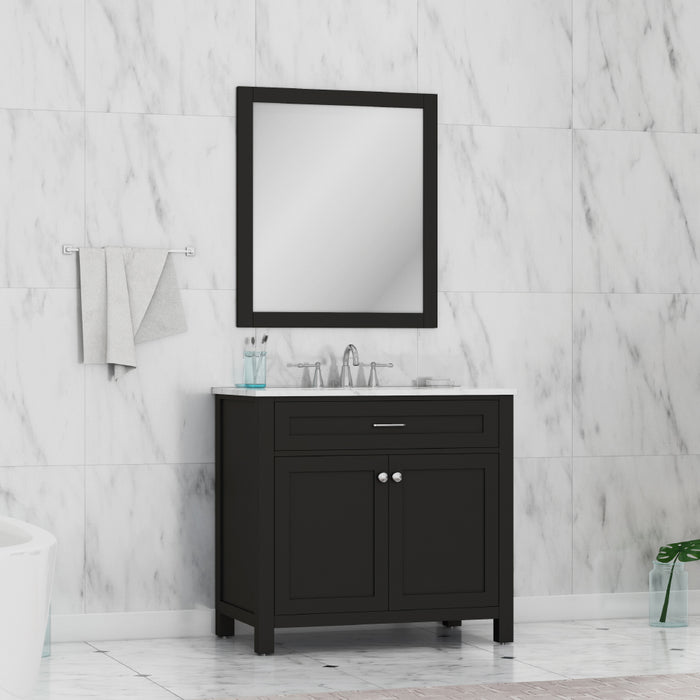 Alya Bath Norwalk 36" Vanity Espresso with Carrera Marble Top