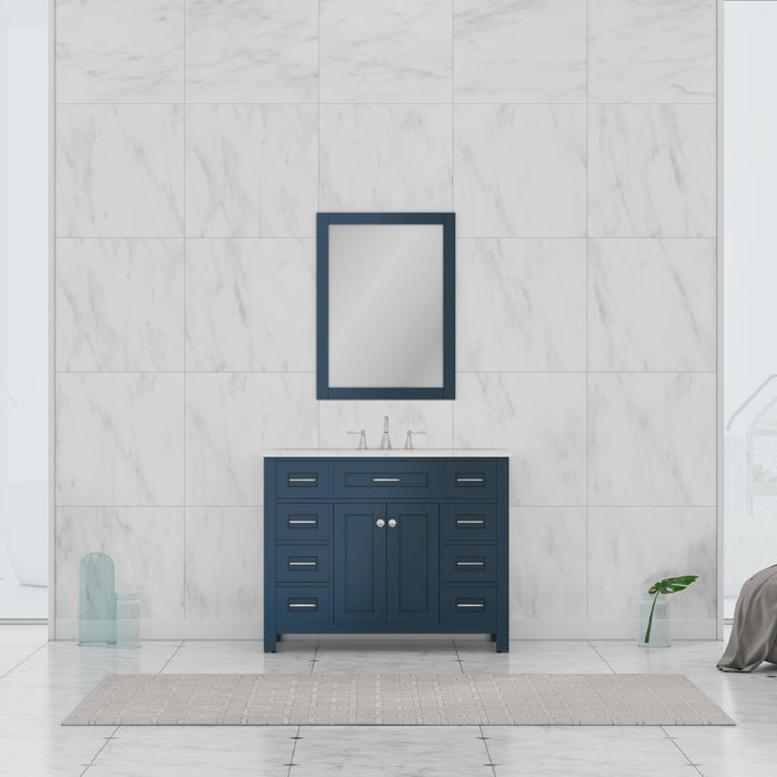 Alya Bath Norwalk 42" Vanity Blue with Carrera Marble Top