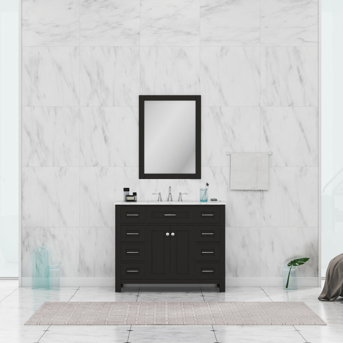 Alya Bath Norwalk 42" Vanity Espresso with Carrera Marble Top