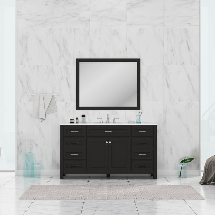 Alya Bath Norwalk 60" Single Vanity Espresso with Carrera Marble Top