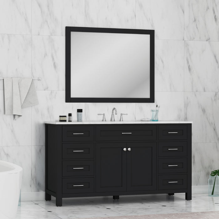 Alya Bath Norwalk 60" Single Vanity Espresso with Carrera Marble Top