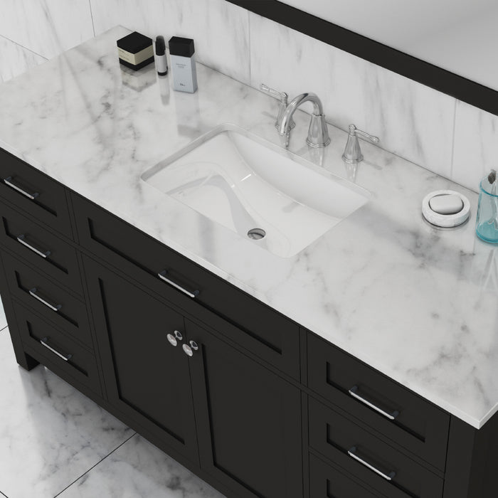 Alya Bath Norwalk 60" Single Vanity Espresso with Carrera Marble Top