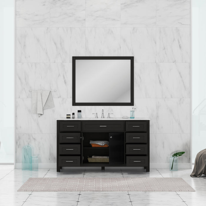 Alya Bath Norwalk 60" Single Vanity Espresso with Carrera Marble Top