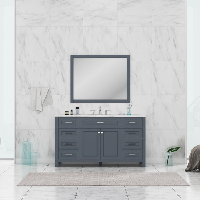 Alya Bath Norwalk 60" Single Vanity in Gray with Carrera Marble Top