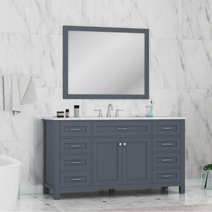 Alya Bath Norwalk 60" Single Vanity in Gray with Carrera Marble Top