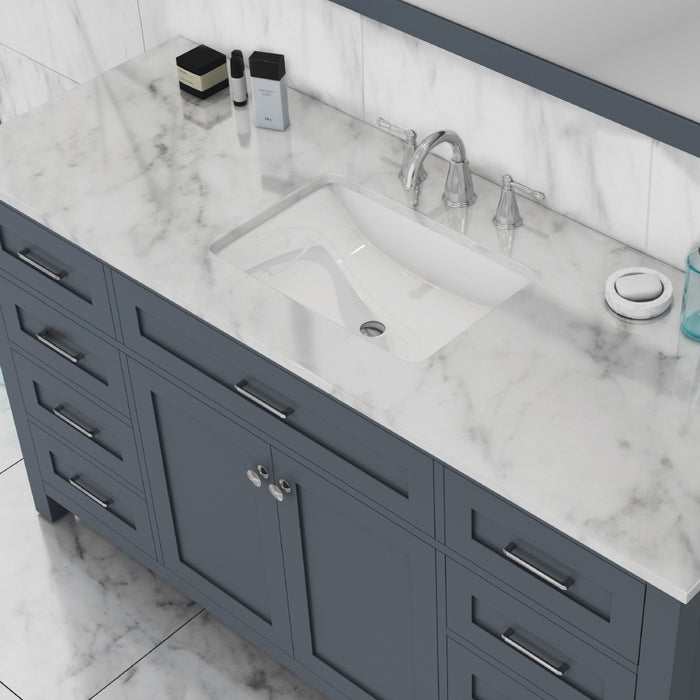 Alya Bath Norwalk 60" Single Vanity in Gray with Carrera Marble Top