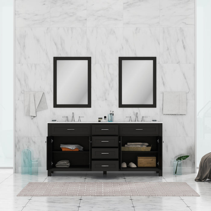 Alya Bath Norwalk 72" Double Vanity Espresso with Carrera Marble Top