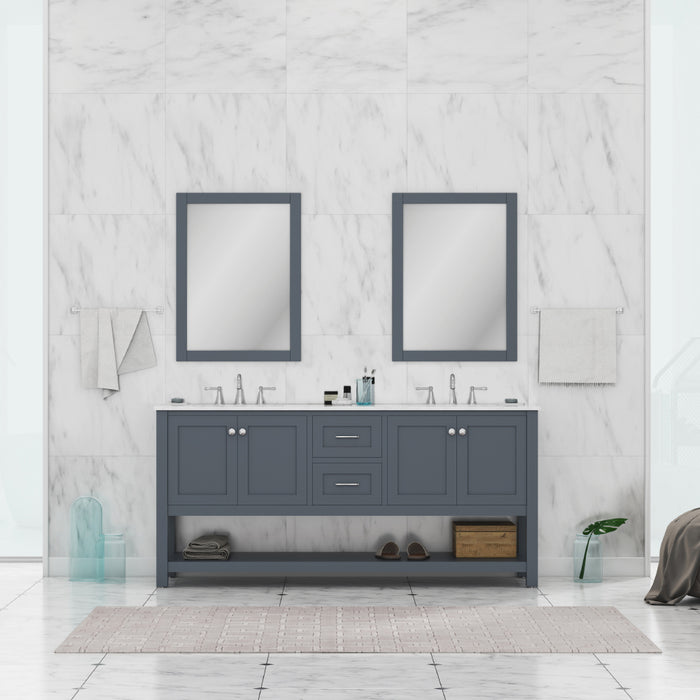 Wilmington 72" Double Vanity Gray with Carrera Marble Top