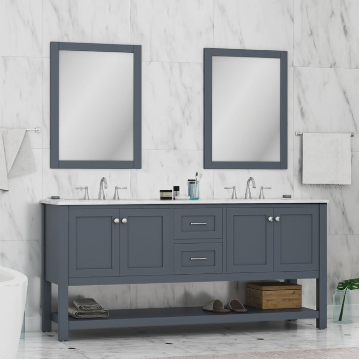 Wilmington 72" Double Vanity Gray with Carrera Marble Top