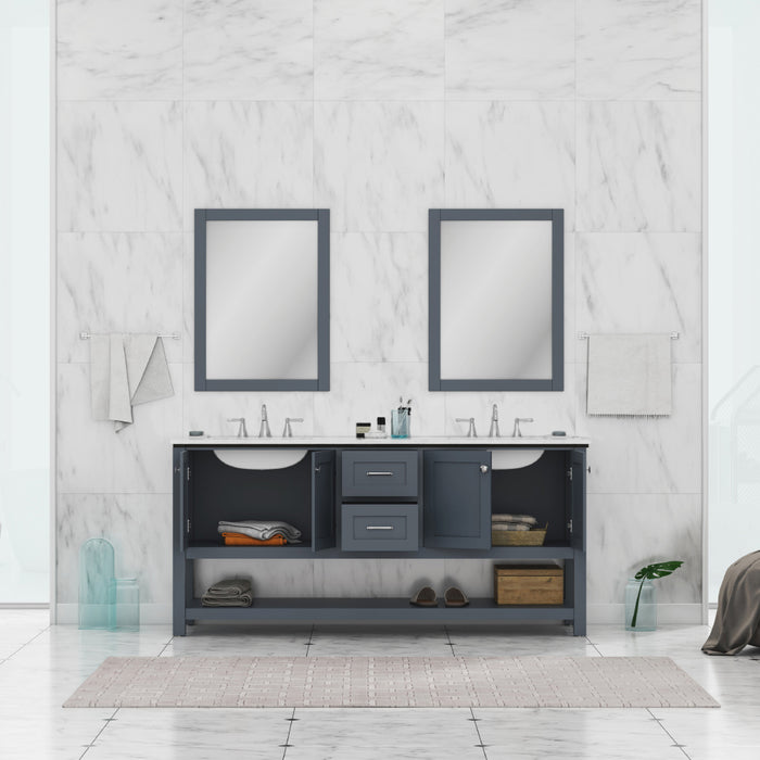 Wilmington 72" Double Vanity Gray with Carrera Marble Top