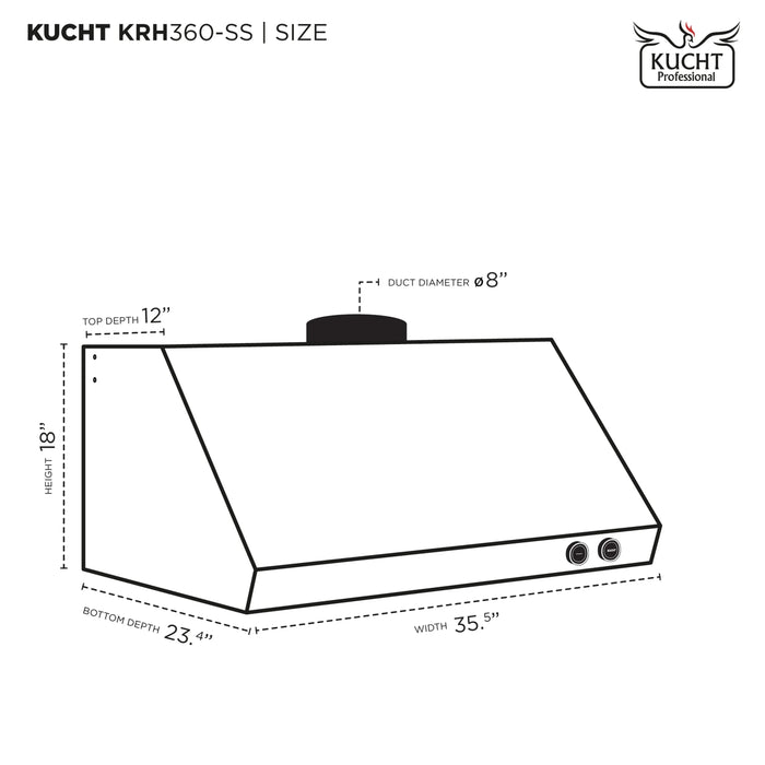 Kucht 5-Piece Appliance Package - 36-Inch Dual Fuel Range in Propane Gas, 36-Inch Refrigerator, Dishwasher, Microwave Wall Oven & Under Cabinet Range Hood in Stainless Steel