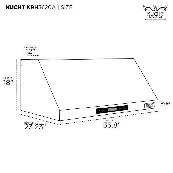 Kucht 36-Inch Under Cabinet Range Hood 900 CFM in Stainless Steel (KRH3620A)