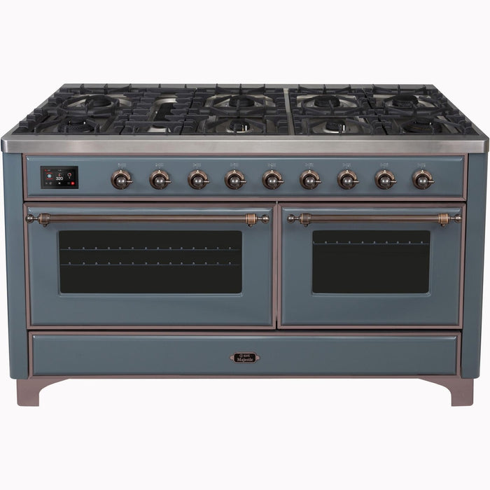 ILVE 60 Inch Majestic II Series Dual Fuel Natural Gas Range with 9 Sealed Burners and Griddle with 5.8 cu. ft. Total Oven Capacity TFT Oven Control Display (UM15FDNS3)