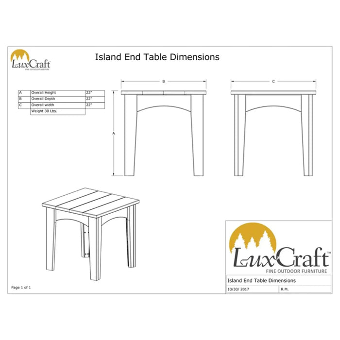 LuxCraft Poly Island End Table