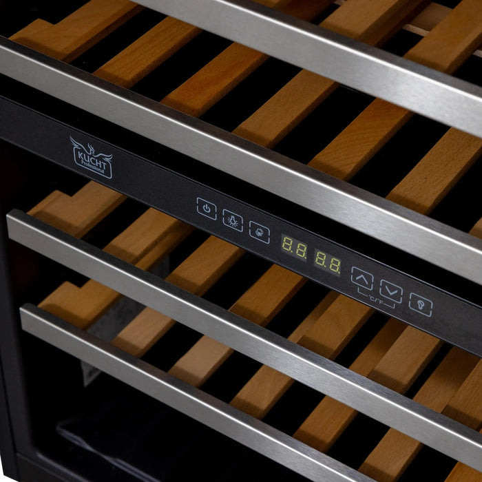 Kucht 24-Inch Freestanding Dual Zone 52-Wine Bottles Wine Cooler in Stainless Steel (D24US)