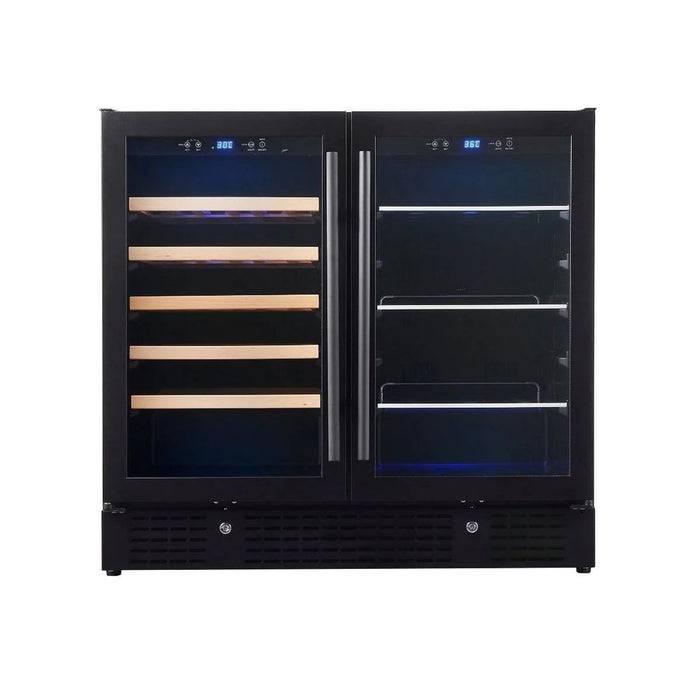 KingsBottle KBU190BW-BLK 36" Beer and Wine Cooler Combination with Low-E Glass Door