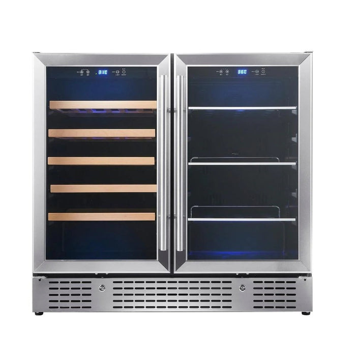 KingsBottle KBU190BW-SS 36" Beer and Wine Cooler Combination with Low-E Glass Door