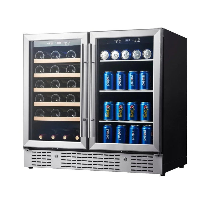 KingsBottle KBU190BW-SS 36" Beer and Wine Cooler Combination with Low-E Glass Door