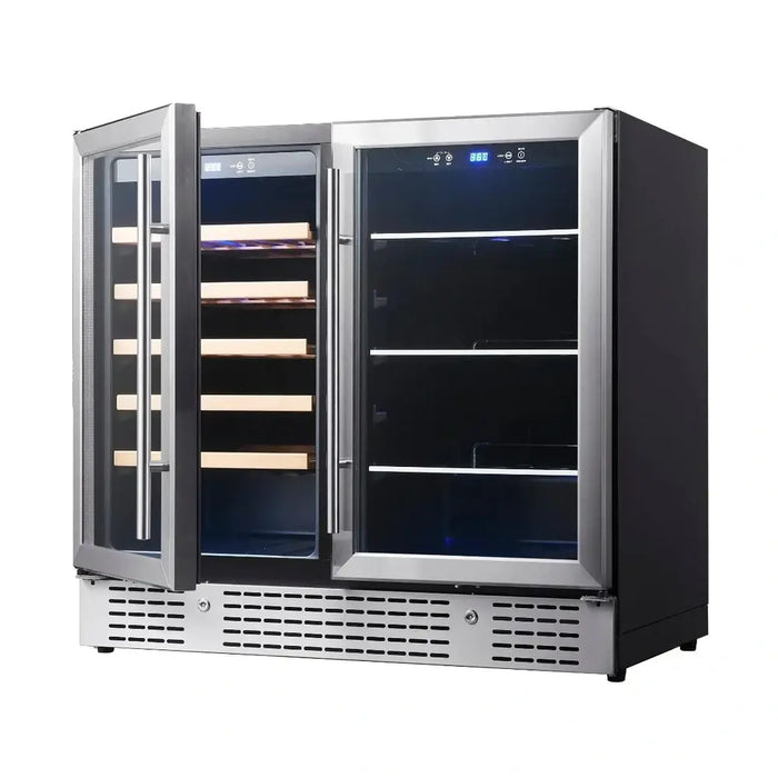 KingsBottle KBU190BW-SS 36" Beer and Wine Cooler Combination with Low-E Glass Door