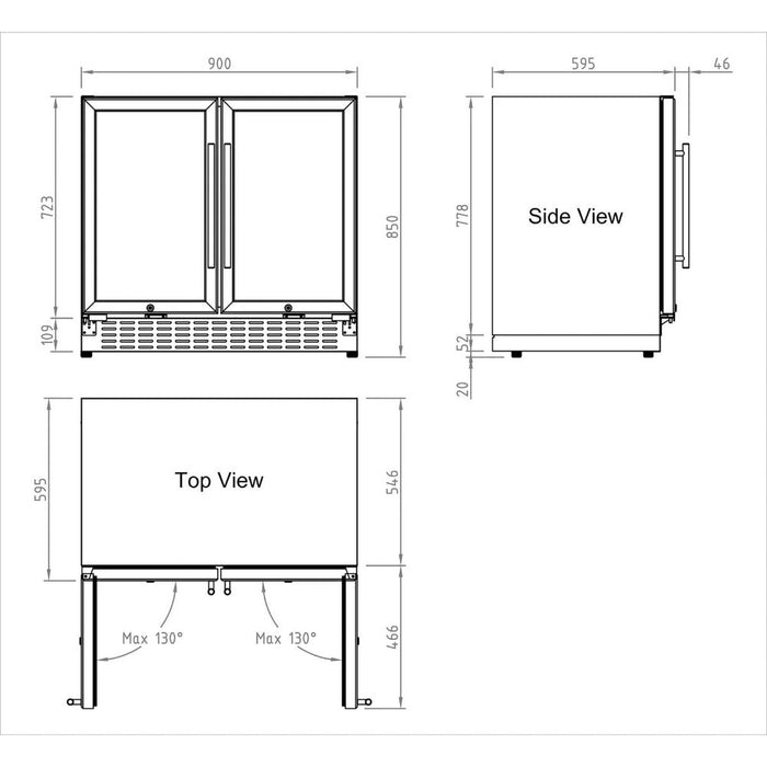 KingsBottle KBU190BW-BLK 36" Beer and Wine Cooler Combination with Low-E Glass Door