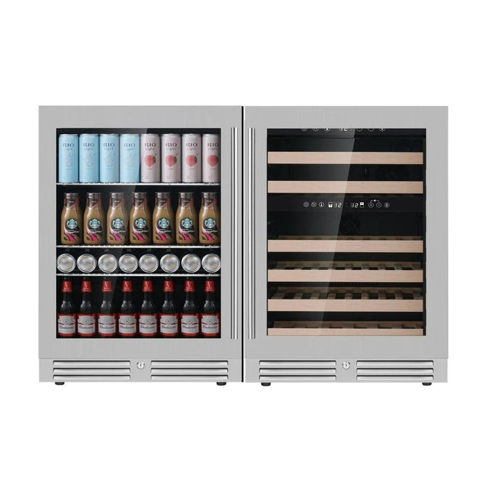 KingsBottle KBU145BW3-SS 48" Ultimate Under Bench Wine Fridge and Bar Refrigerator Combo