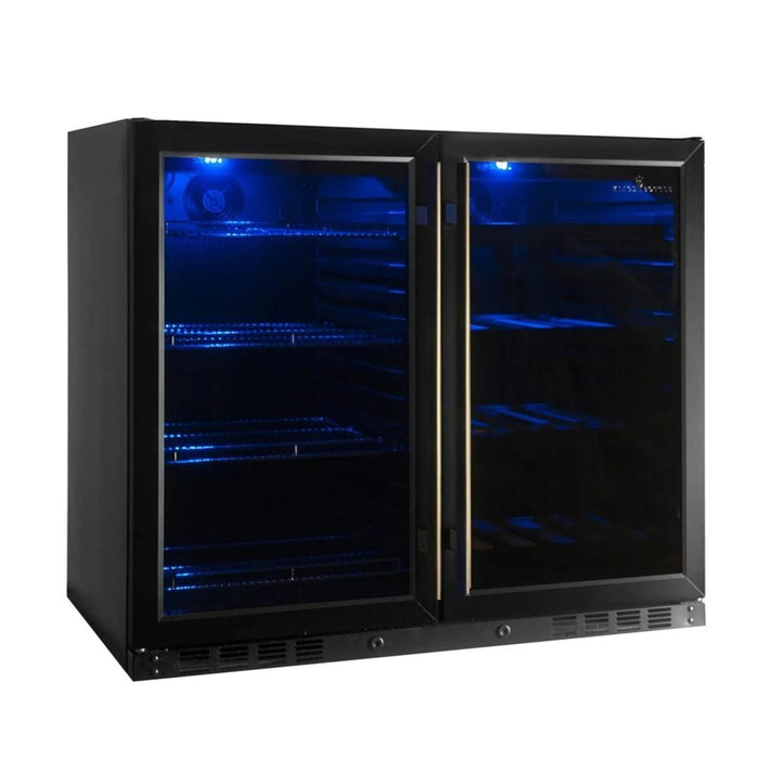 KingsBottle KBU28LRX-BLK 39 Inch Under Counter Wine And Beer Fridge Combo