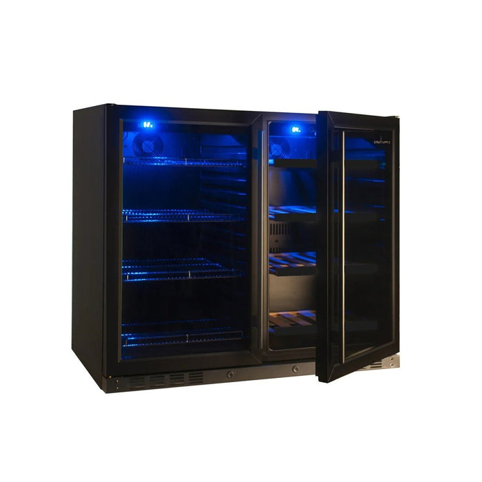 KingsBottle KBU28LRX-BLK 39 Inch Under Counter Wine And Beer Fridge Combo