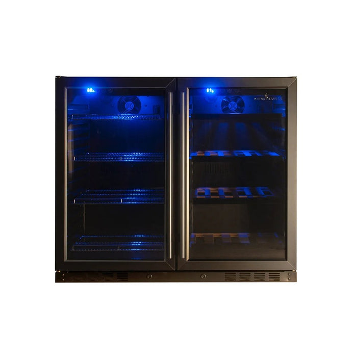 KingsBottle KBU28LRX-BLK 39 Inch Under Counter Wine And Beer Fridge Combo