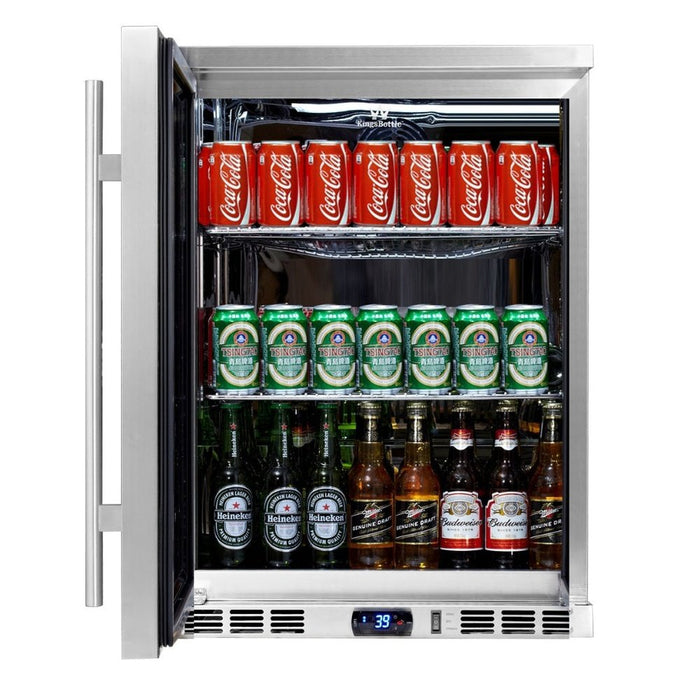 KingsBottle KBU55ASD LHH 24 Inch Outdoor Beer Fridge Cooler Stainless Steel