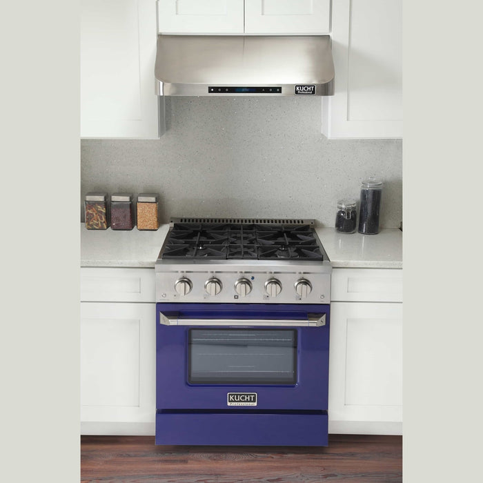 Kucht 30-Inch Pro-Style Dual Fuel Range in Stainless Steel with Blue Oven Door (KDF302-B)