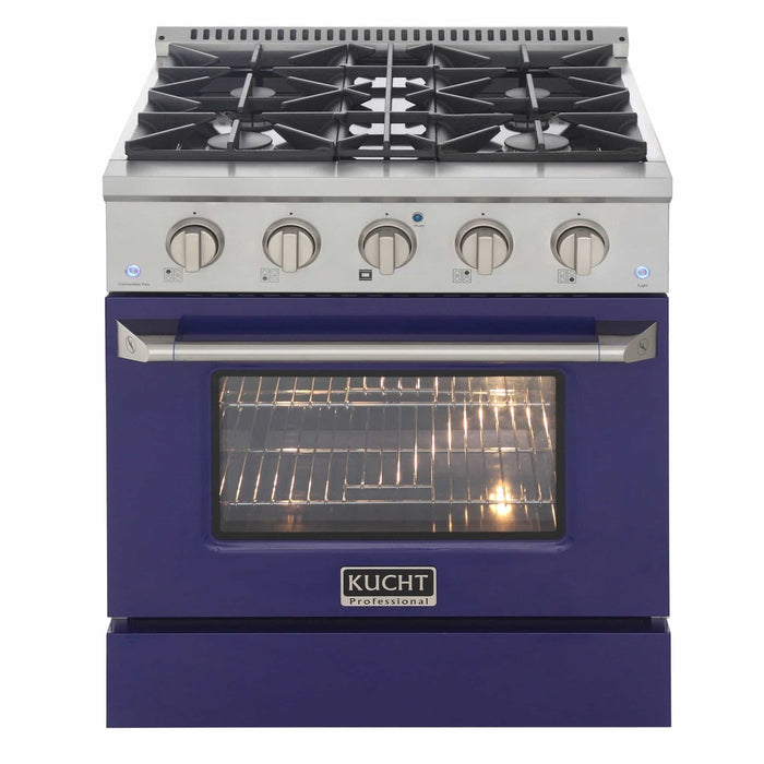 Kucht 30-Inch Pro-Style Dual Fuel Range with Propane Gas in Stainless Steel with Blue Oven Door (KDF302/LP-B)