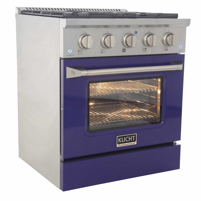 Kucht 30-Inch Pro-Style Dual Fuel Range with Propane Gas in Stainless Steel with Blue Oven Door (KDF302/LP-B)