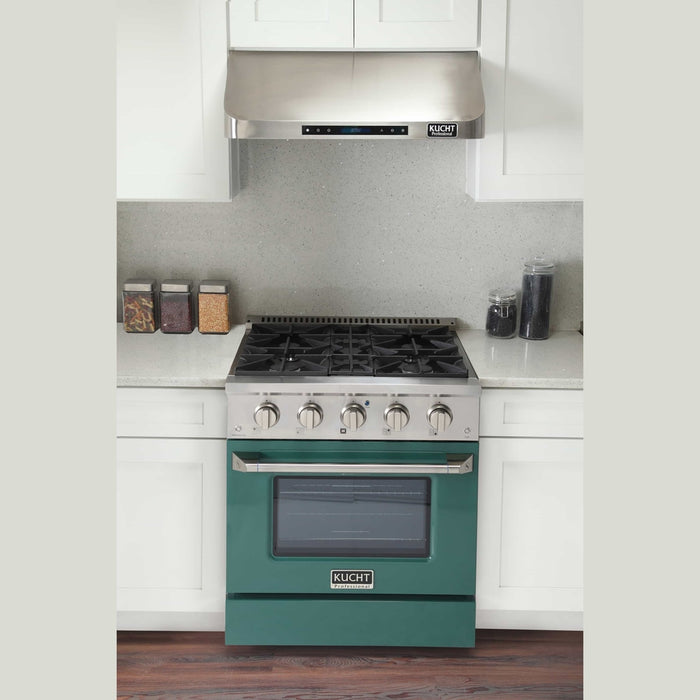 Kucht 30-Inch Pro-Style Dual Fuel Range in Stainless Steel with Green Oven Door (KDF302-G)