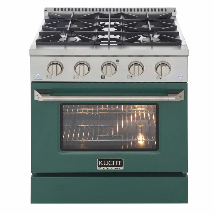 Kucht 30-Inch Pro-Style Dual Fuel Range with Propane Gas in Stainless Steel with Green Oven Door (KDF302/LP-G)