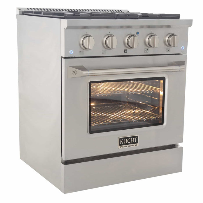 Kucht 5-Piece Appliance Package - 30-Inch Dual Fuel Range in Propane Gas, 36-Inch Refrigerator, Dishwasher, Under Cabinet Range & Microwave Drawer in Stainless Steel