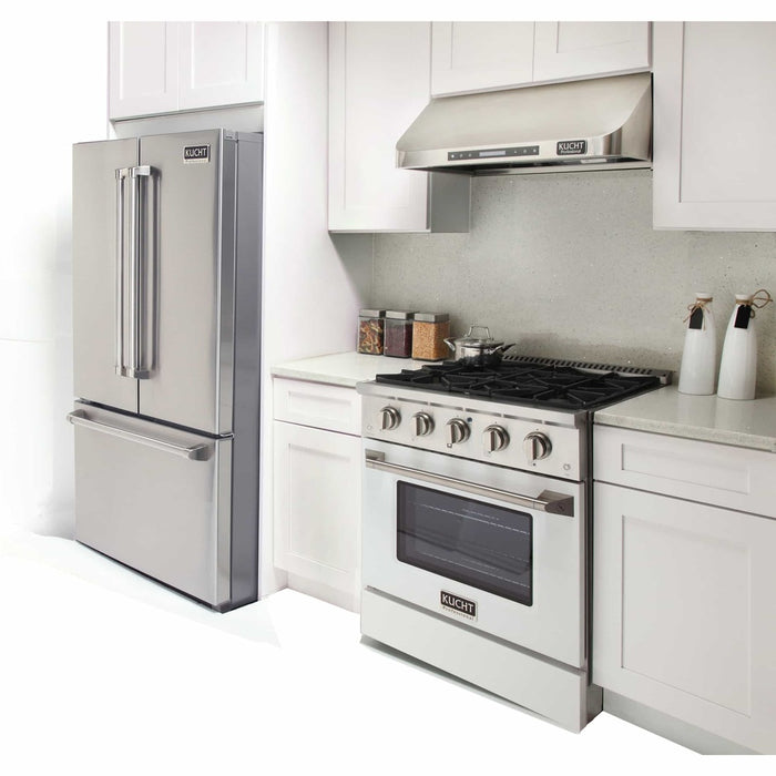 Kucht 30-Inch Pro-Style Dual Fuel Range with Propane Gas in Stainless Steel with White Oven Door (KDF302/LP-W)
