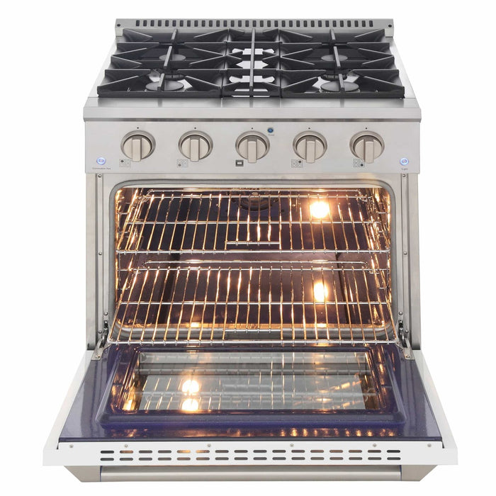 Kucht 30-Inch Pro-Style Dual Fuel Range with Propane Gas in Stainless Steel with White Oven Door (KDF302/LP-W)