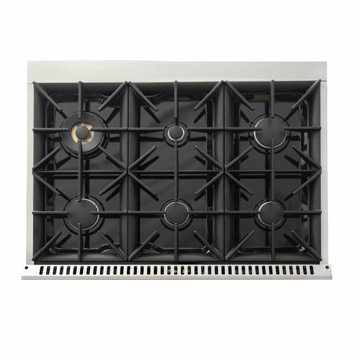 Kucht 36-Inch Pro-Style Dual Fuel Range with Propane Gas in Stainless Steel with Black Oven Door (KDF362/LP-K)