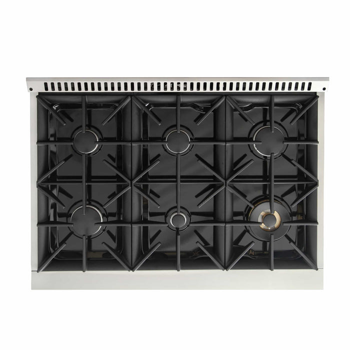 Kucht 5-Piece Appliance Package - 36-Inch Dual Fuel Range in Propane Gas, 36-Inch Refrigerator, Dishwasher, Microwave Wall Oven & Under Cabinet Range Hood in Stainless Steel