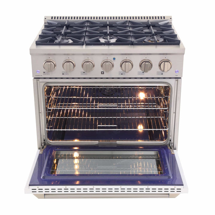 Kucht 36-Inch Pro-Style Dual Fuel Range with Propane Gas in Stainless Steel with White Oven Door (KDF362/LP-W)