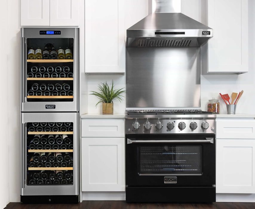 Kucht 36-Inch Pro-Style Dual Fuel Range with Propane Gas in Stainless Steel with Black Oven Door (KDF362/LP-K)