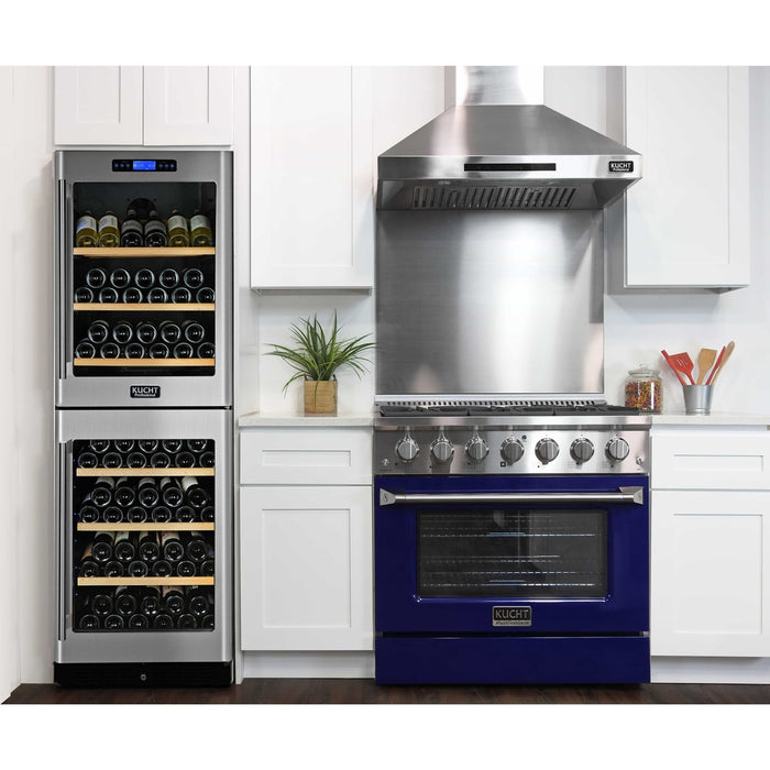 Kucht 36-Inch Pro-Style Dual Fuel Range in Stainless Steel with Blue Oven Door (KDF362-B)