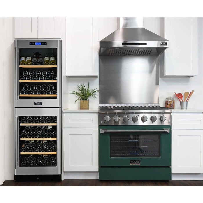 Kucht 36-Inch Pro-Style Dual Fuel Range in Stainless Steel with Green Oven Door (KDF362-G)