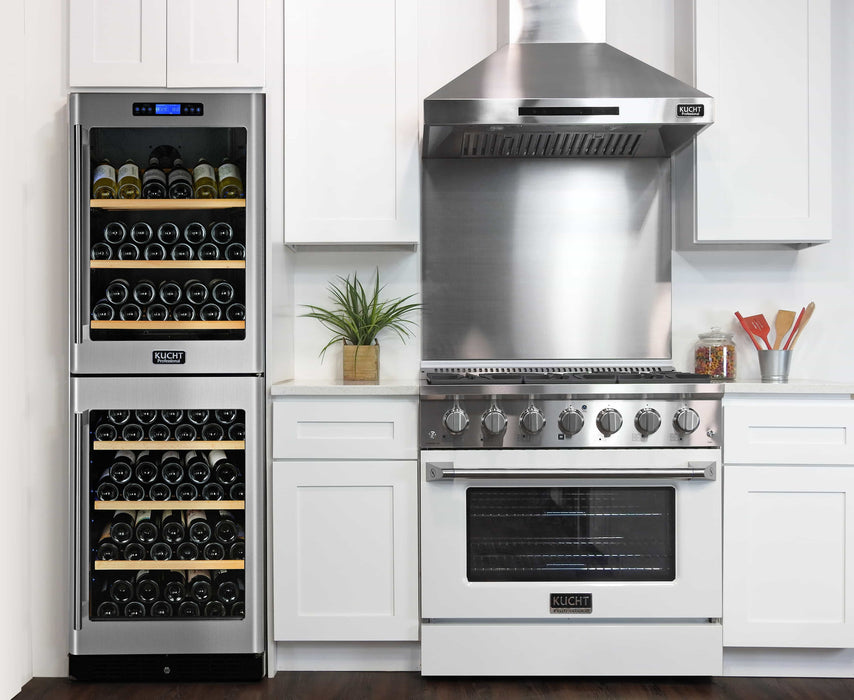 Kucht 36-Inch Pro-Style Dual Fuel Range with Propane Gas in Stainless Steel with White Oven Door (KDF362/LP-W)