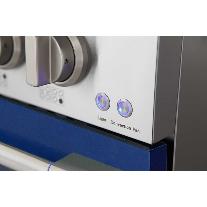 Kucht 48-Inch Pro-Style Dual Fuel Range with Propane Gas in Stainless Steel with Blue Oven Door (KDF482/LP-B)