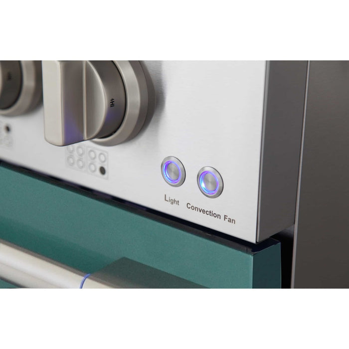 Kucht 48-Inch Pro-Style Dual Fuel Range with Propane Gas in Stainless Steel with Green Oven Door (KDF482/LP-G)